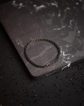 Preview: 5 mm Figaro-Edelstahlkette mit schwarzem Finish - Fortis Black